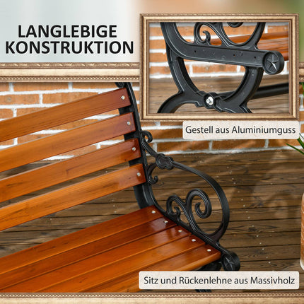 Gartenbank aus Teakholz mit Armlehnen, wetterfest, 2-Sitzer