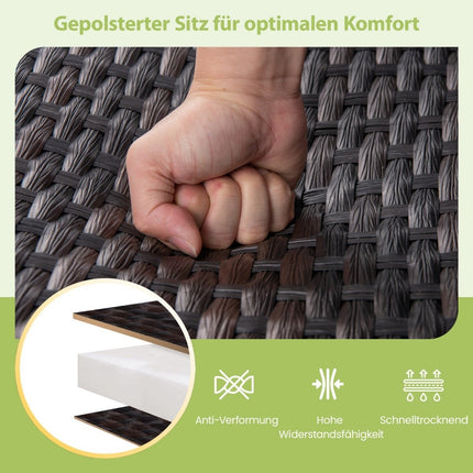 Tuinbank polyrotan schommelbank met zachte schuifbeweging terrasbank voor balkon bruin