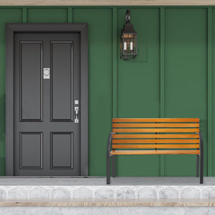 Garden bench steel frame & natural wood