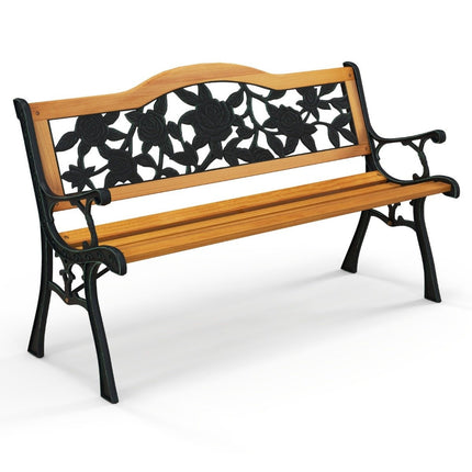Gartenbank wetterfeste 2-Sitzer-Bank mit Armlehnen Balkonbank Holzbank 126 x 52 x 76 cm