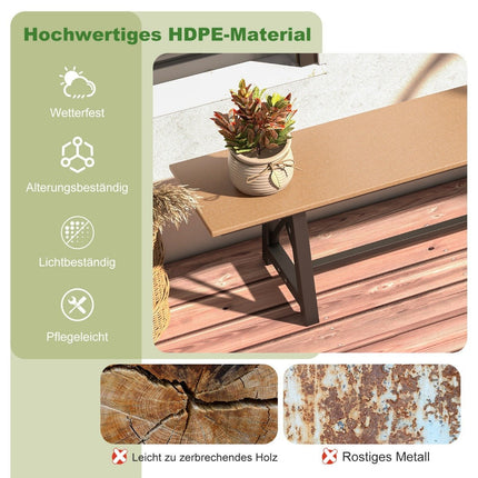 Gartenbank wetterfeste 3er-Bank belastbar bis 500 kg 183 x 35 x 41,5 cm braun