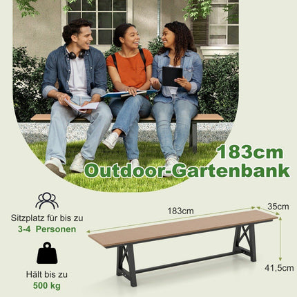 Gartenbank wetterfeste 3er-Bank belastbar bis 500 kg 183 x 35 x 41,5 cm braun