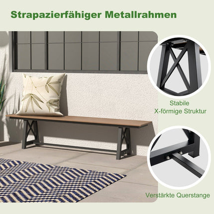 Gartenbank wetterfeste 3er-Bank belastbar bis 500 kg 183 x 35 x 41,5 cm braun