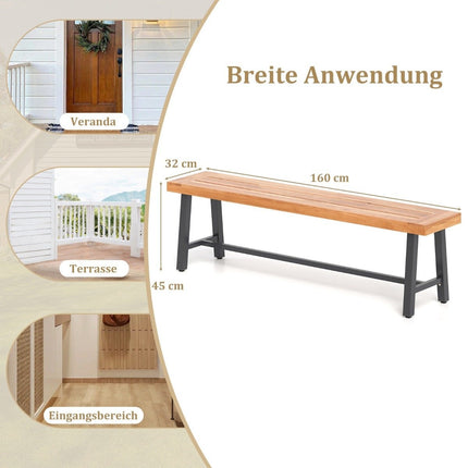 Gartenbank wetterfeste 3er Bank bis 360kg Parkbank aus Akazienholz und Metall 1 Stück