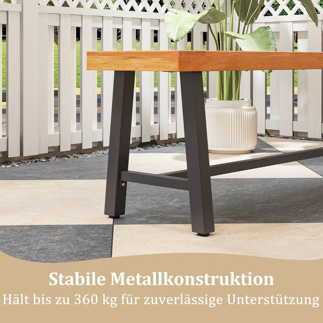 Gartenbank wetterfeste 3er Bank bis 360kg Parkbank aus Akazienholz und Metall 2 Stück