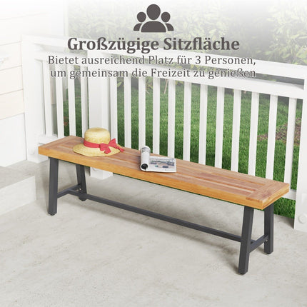 Gartenbank wetterfeste 3er Bank bis 360kg Parkbank aus Akazienholz und Metall 2 Stück
