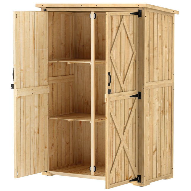 Gartengeräteschrank aus Holz mit abschließbaren Doppeltüren