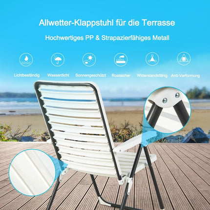 Garden chair folding chair with 7-way adjustable backrest white