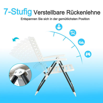 Garden chair folding chair with 7-way adjustable backrest white