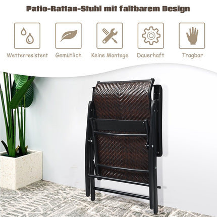 Gartenstuhl Polyrattan Klappstuhl mit 5-fach verstellbarer Rückenlehne 69 x 58 x 85 - 112 cm