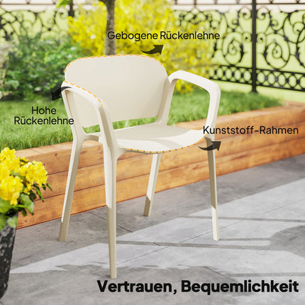 Set aus 4 wetterfesten, stapelbaren Gartenstühlen aus Kunststoff