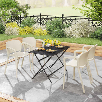 Set aus 4 wetterfesten, stapelbaren Gartenstühlen aus Kunststoff
