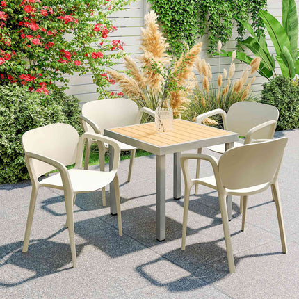 Set aus 4 wetterfesten, stapelbaren Gartenstühlen aus Kunststoff