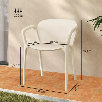 Set aus 4 wetterfesten, stapelbaren Gartenstühlen aus Kunststoff