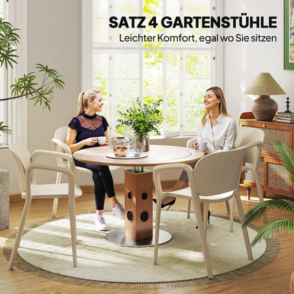 Set aus 4 wetterfesten, stapelbaren Gartenstühlen aus Kunststoff