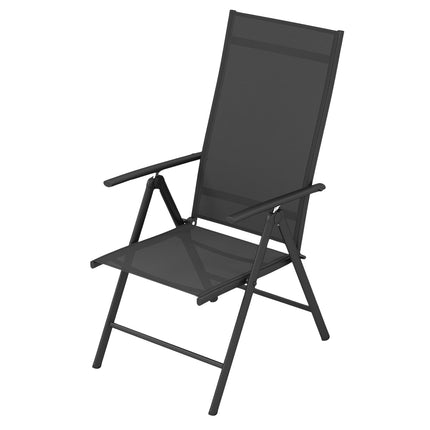 Gartenstühle mit 7-fach verstellbarer Rückenlehne, Klappstühle, belastbar bis 180 kg, schwarz, 1 Stück