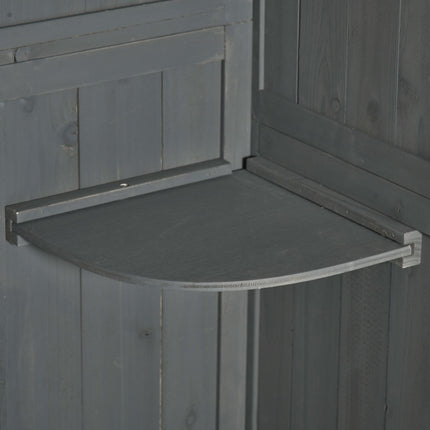 Gartengeräteschuppen aus Holz – Grau & Grün, Mit Regalen, 77x54x179 cm