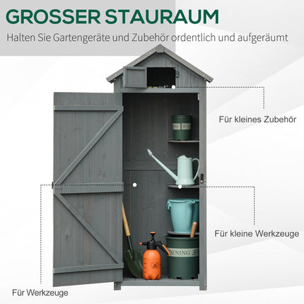 Gartengeräteschuppen aus Holz – Grau & Grün, Mit Regalen, 77x54x179 cm