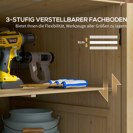 Weatherproof wooden tool shed - Double door, 77.5 x 88 x 90 cm