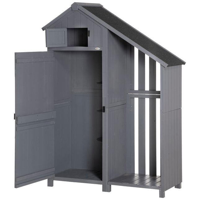 Gartengerätehaus aus Holz, grau und schwarz, 129x52x180 cm
