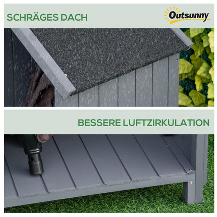 Gartengerätehaus aus Holz, grau und schwarz, 129x52x180 cm