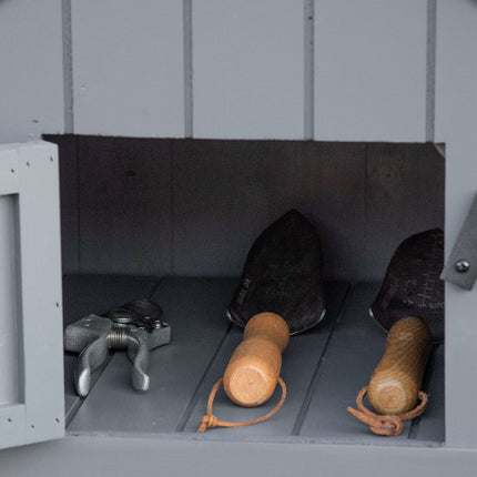 Gartengerätehaus aus Holz, grau und schwarz, 129x52x180 cm