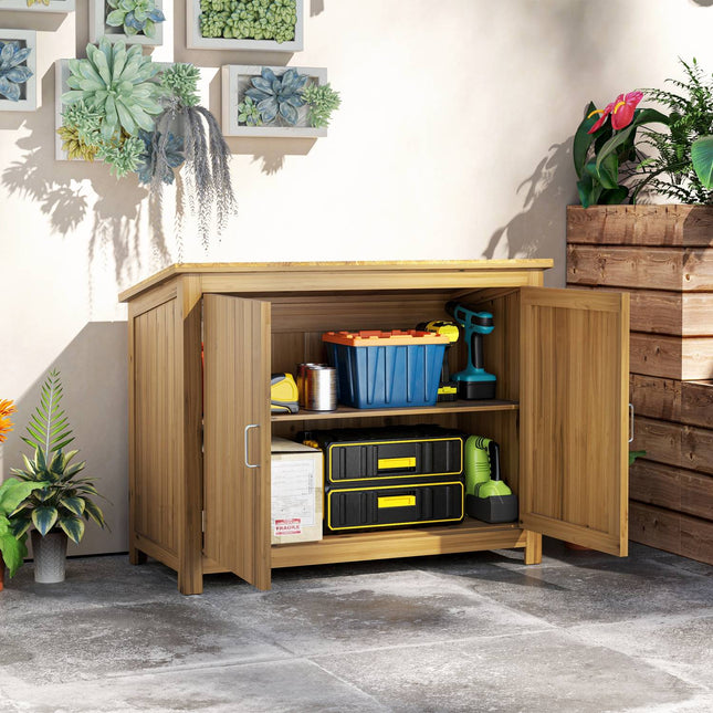 Wetterfester Garten-Geräteschuppen aus Holz mit Regalen 110x50x85 cm