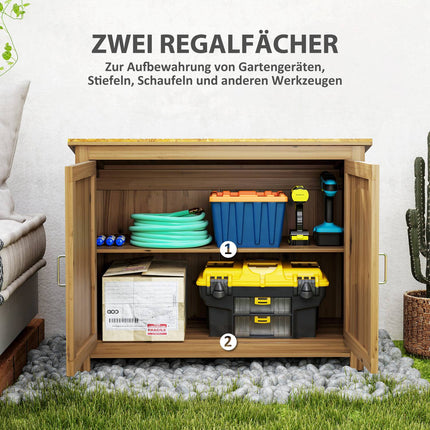 Wetterfester Garten-Geräteschuppen aus Holz mit Regalen 110x50x85 cm