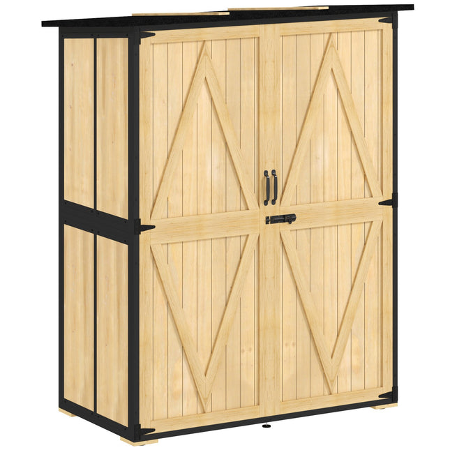Wetterfester Gartenwerkzeugschuppen aus Holz mit Regalen