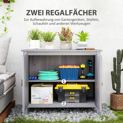 Gartengeräteschuppen aus Holz – wetterfest mit Regalen 110x60x88,5 cm