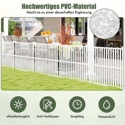 Gartenzaun 2-teilig 114 cm hoch Zaun mit Pfosten und Schutzkappen Sichtschutzzaun weiß