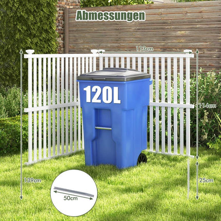 Gartenzaun 2-teilig 114 cm hoch Zaun mit Pfosten und Schutzkappen Sichtschutzzaun weiß