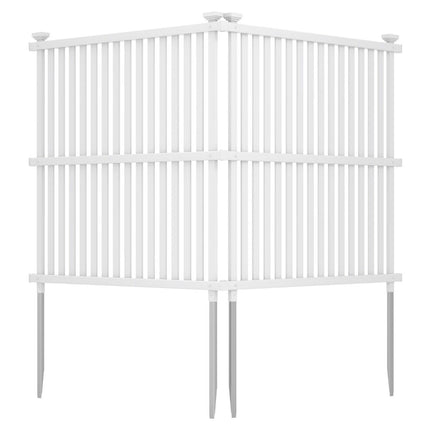Gartenzaun 2-teilig 114 cm hoch Zaun mit Pfosten und Schutzkappen Sichtschutzzaun weiß