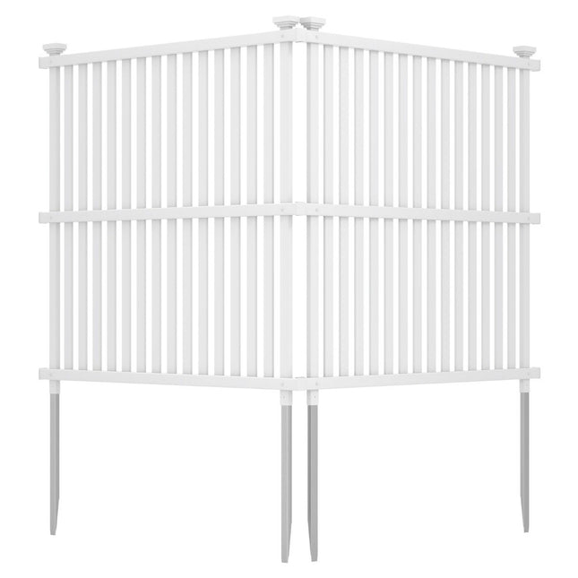Gartenzaun 2-teilig 114 cm hoch Zaun mit Pfosten und Schutzkappen Sichtschutzzaun weiß