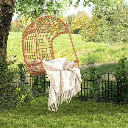 Dekorativer Gartenzaun aus Metall mit Bodenplatte, 8er-Set, schwarz