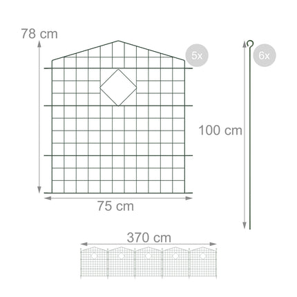 Garden fence with arches, 5 parts
