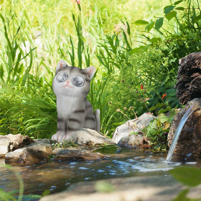Gartenfigur Katze mit Sonnenbrille