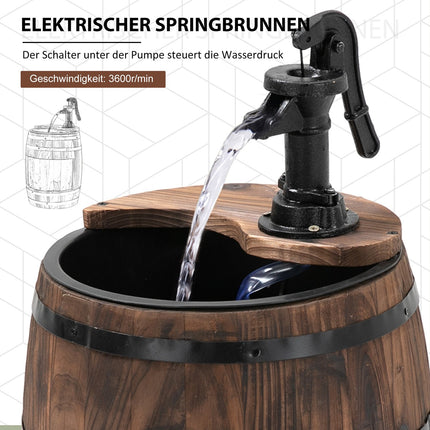 Gartenbrunnen aus Holz und Metall mit Wasserfall, Ø32x58,5cm