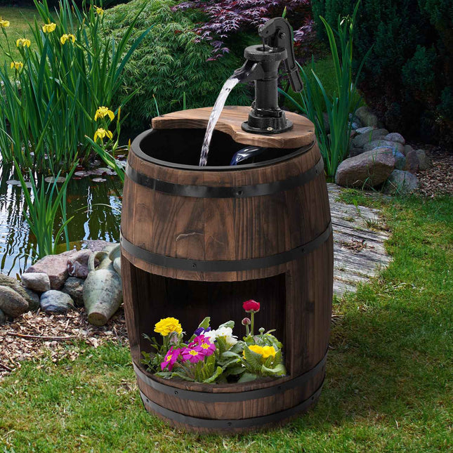 Gartenbrunnen aus Holz und Metall mit Wasserfall, Ø32x58,5cm