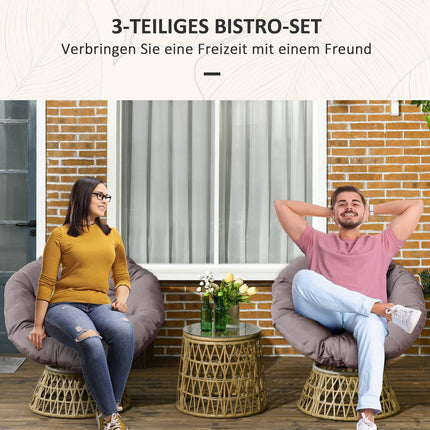 Gelbe 3-teilige Garten-Bistrogarnitur mit Kissen