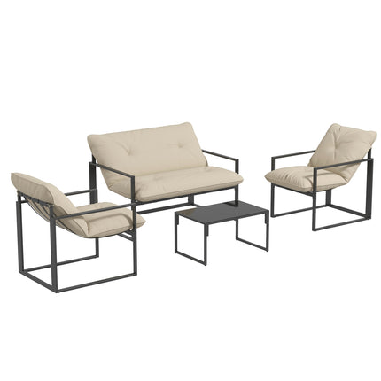 4-teilige Outdoor-Möbel – Sofa, Stühle, Tisch, Kissen