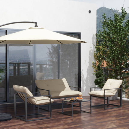 4-teilige Outdoor-Möbel – Sofa, Stühle, Tisch, Kissen