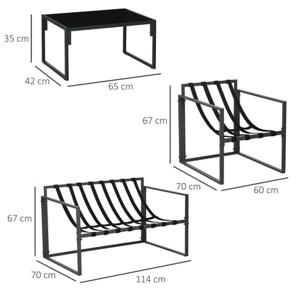 4-teilige Outdoor-Möbel – Sofa, Stühle, Tisch, Kissen