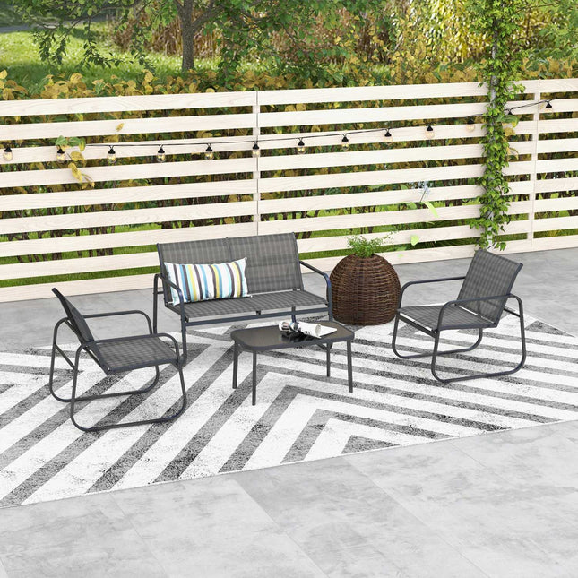 Gartengarnitur für draußen – 4-teilige Terrassenmöbel aus Netzgewebe