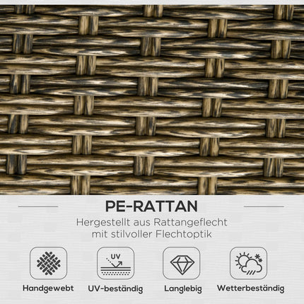 5-teilige Rattan-Terrassengarnitur, Polster, brauner Boho-Stil