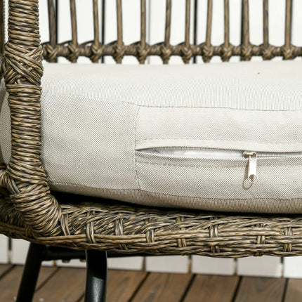 5-teilige Rattan-Terrassengarnitur, Polster, brauner Boho-Stil