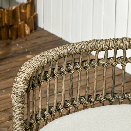 5-teilige Rattan-Terrassengarnitur, Polster, brauner Boho-Stil