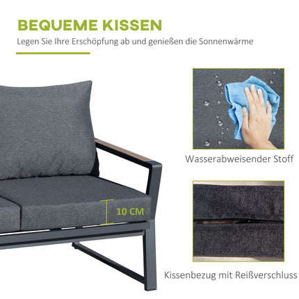 4-teiliges Terrassenset aus Polyrattan, grau – wetterfest und modern