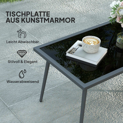 Gartenmöbel-Set für 4 Personen, wetterfest, Balkonmöbel-Set mit 2-Sitzer Sofa, Sessel, Glastisch, Sitzkissen, hellgrau
