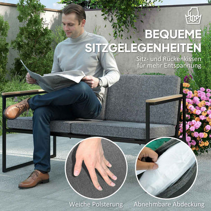 Outdoor-Gartenmöbelset für 4 Personen, wetterfest mit Kissen